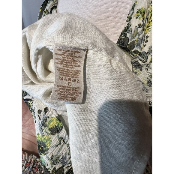 Free People Ivory/Green Floral Crinkled Boho Mini Dress - “Washed Ashore”  Small - Picture 6 of 6